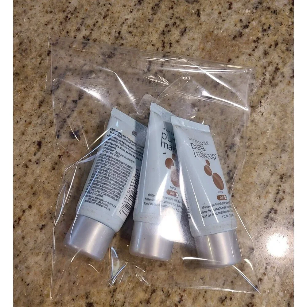 (3) Maybelline Pure Makeup Foundation Dark 3 Cocoa Shade Shine & Oil-Free NOS